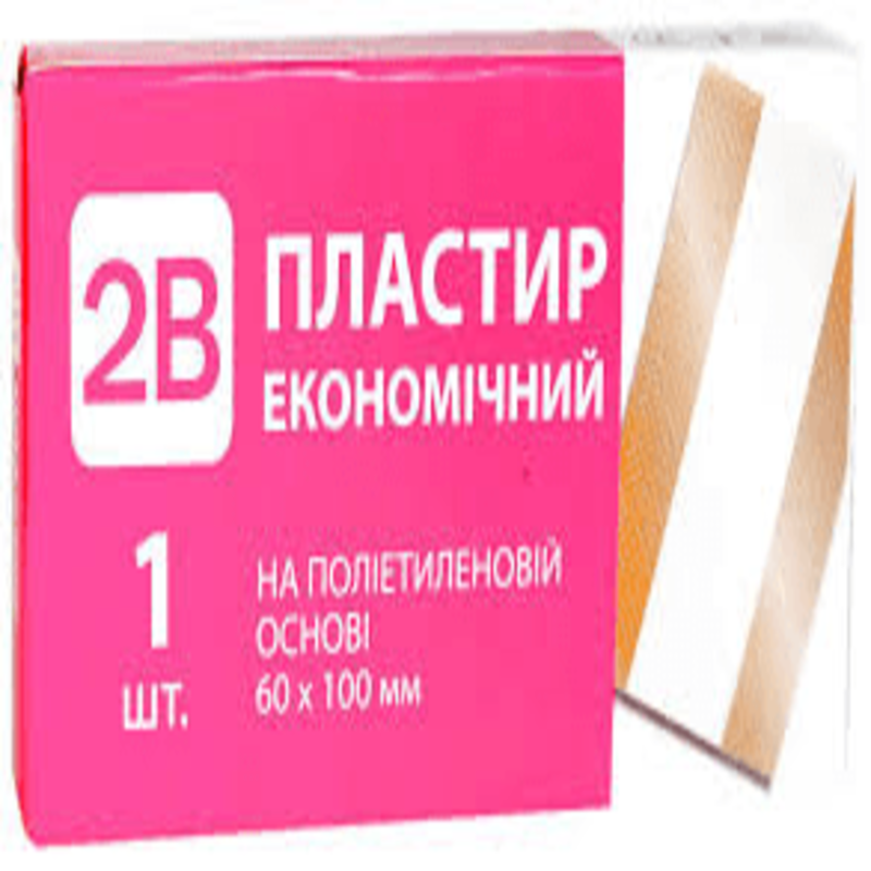 2В Пластир економічний на поліетиленовій основі,100*60 мм, 1 шт
